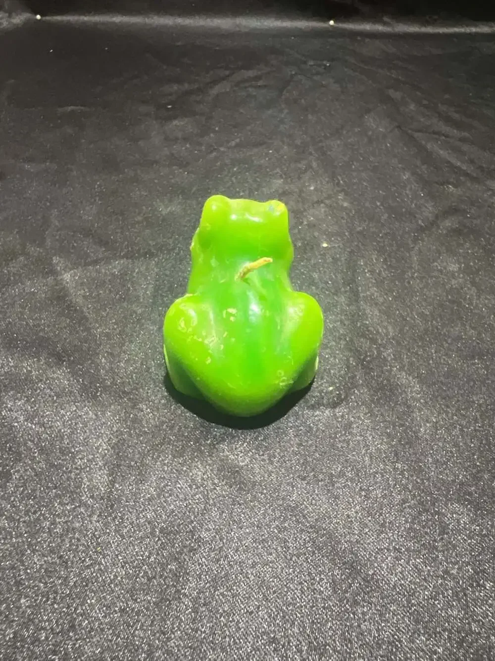 Vintage Green Frog Figural Wax Candle